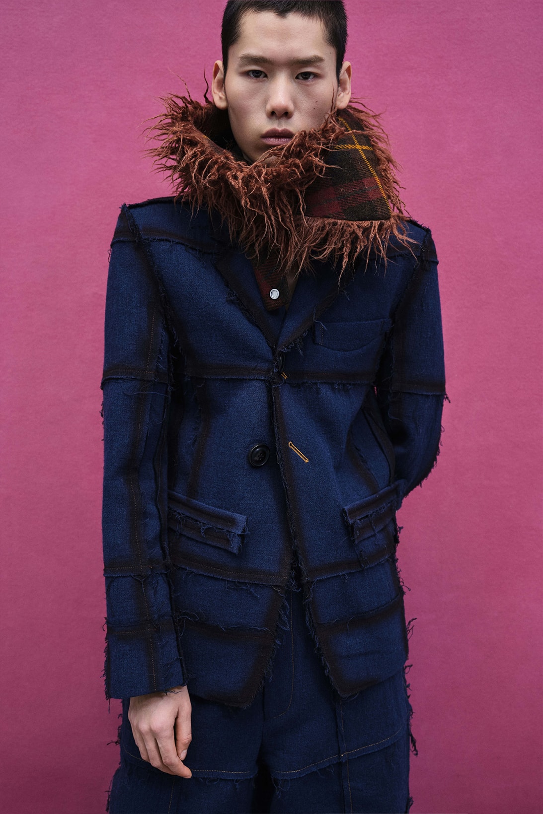 pronounce fall winter collection sweaters accessories lookbook photos blue coat checkered scarf