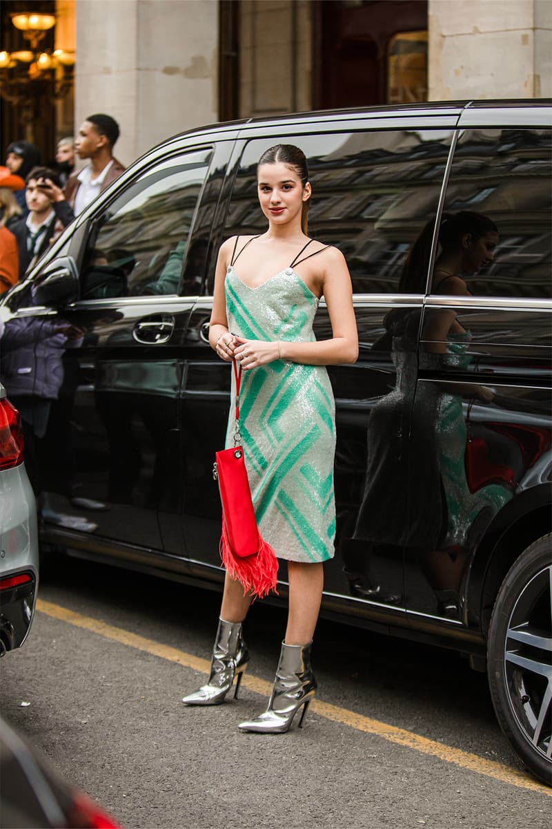 paris fashion week street style fall winter louis vuitton chanel dress boots silver gray