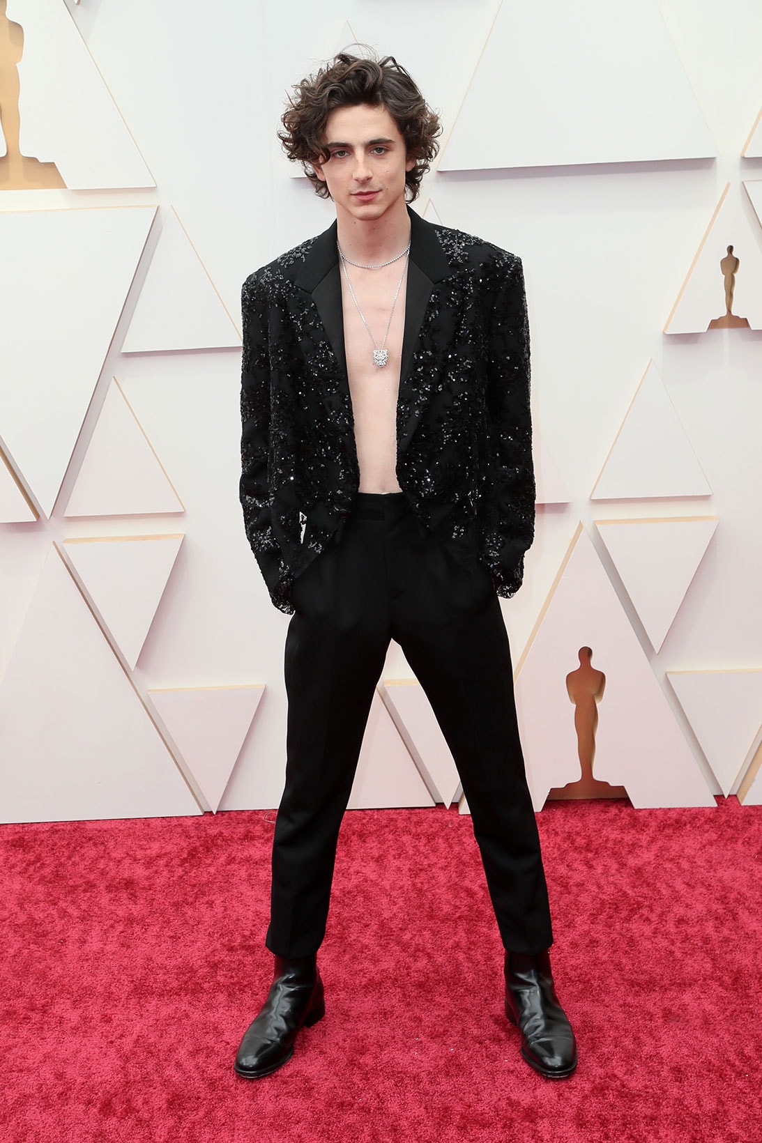 Timothee Chalamet Shirtless Outfit Louis Vuitton Womenswear Oscars 94th Academy Awards