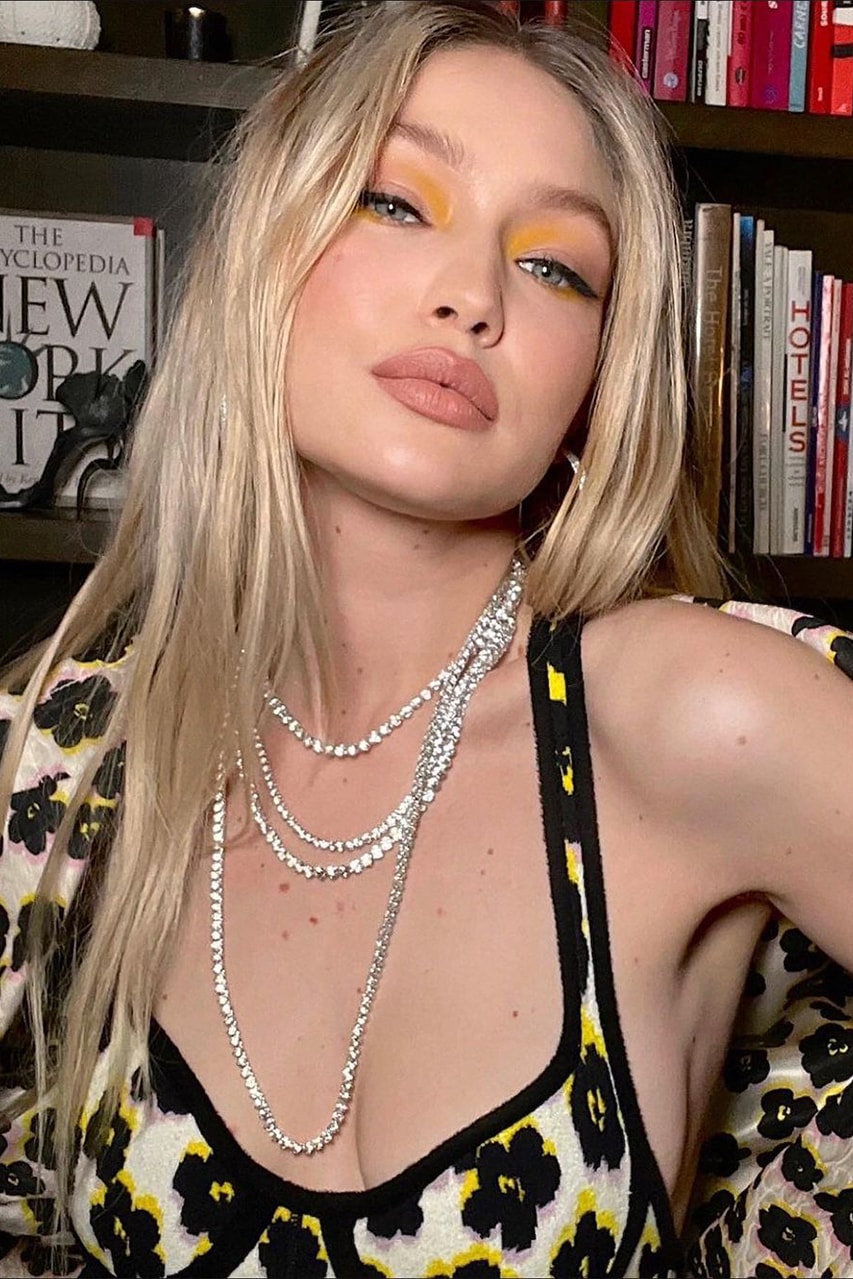 Gigi Hadid wears face pearls birthday new york city patrick ta instagram photos