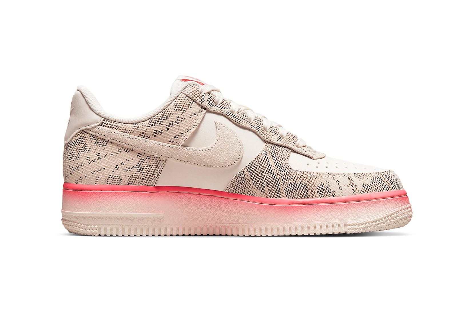 Nike Air Force 1 Low Pink Snakeskin Womens Sneakers Footwear Kicks Shoes Beige