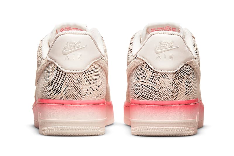 Nike Air Force 1 Low Pink Snakeskin Womens Sneakers Footwear Kicks Shoes Beige