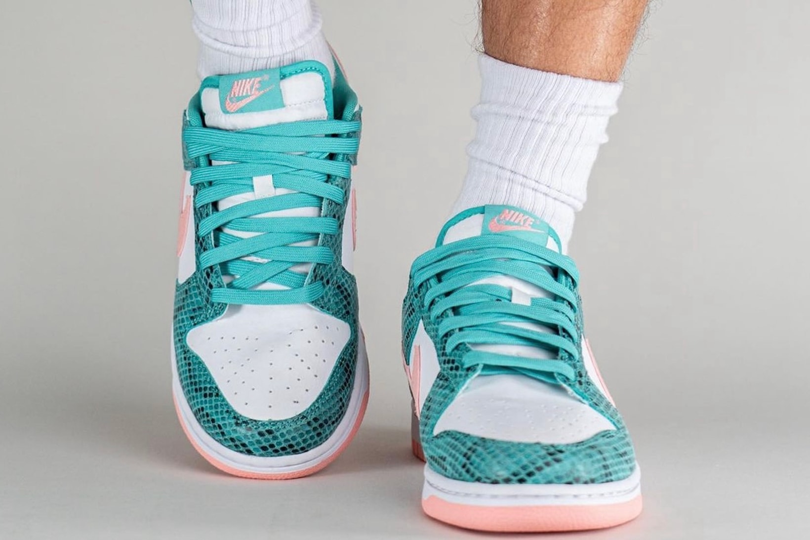 Nike Dunk Low Teal Pink Snakeskin Sneakers Footwear Kicks Shoes