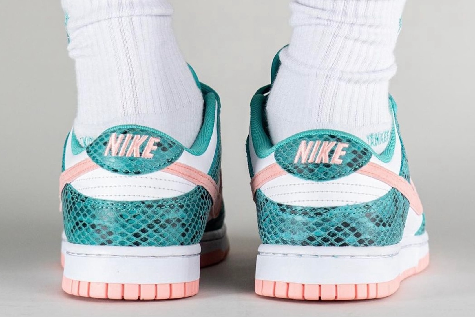 Nike Dunk Low Teal Pink Snakeskin Sneakers Footwear Kicks Shoes