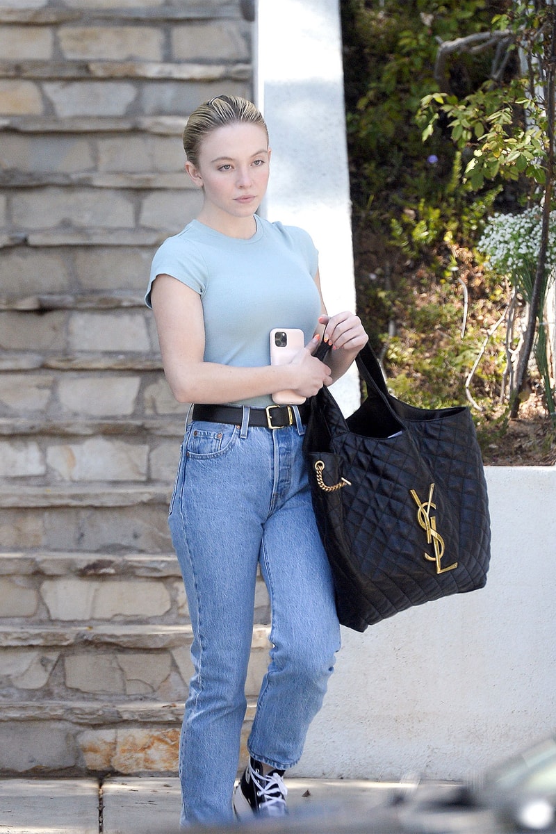 Sydney Sweeney Saint Laurent Icare Maxi Shopping Bag Outfit Price