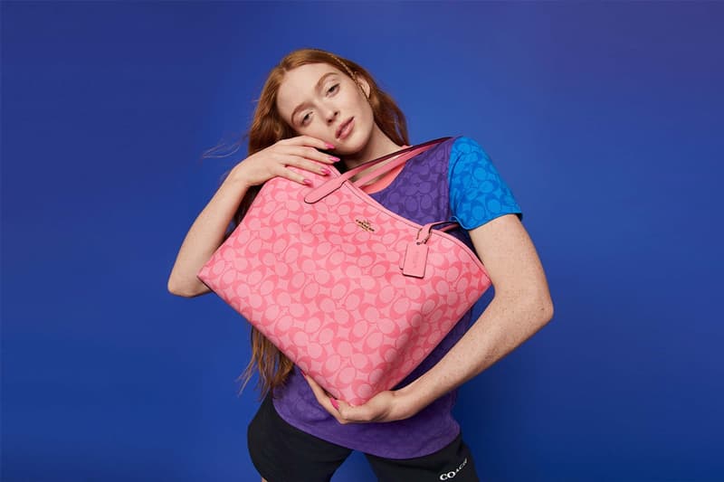 coach outlet summer signature collection accessories bold colors vibrant shades coated canvas calf leather daily staple bright blue neon green light orange sport purple miami red