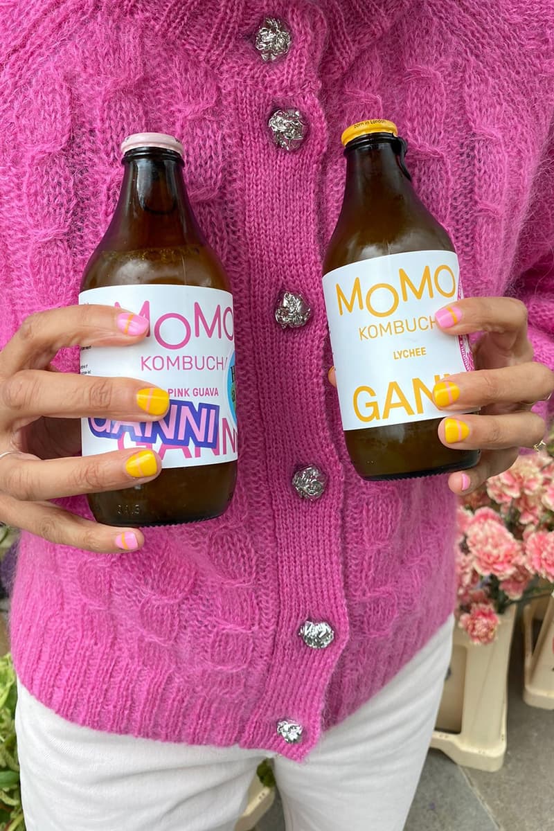 GANNI Momo Kombucha Drink Chelsea Flower Show London Store Bottles 