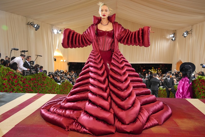 Gigi Hadid wore a bold red leather catsuit and corset to the Met Gala 2022