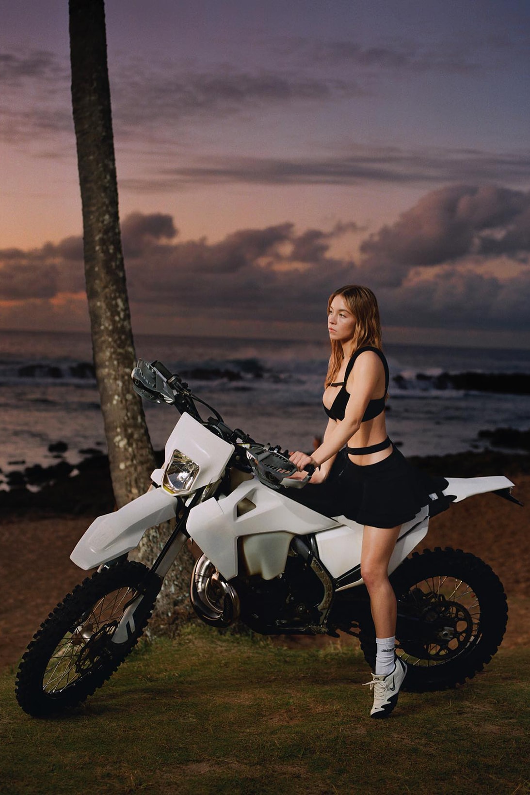 Sydney Sweeney Jacquemus Nike Campaign Collaboration Motorcycle Euphoria Actress
