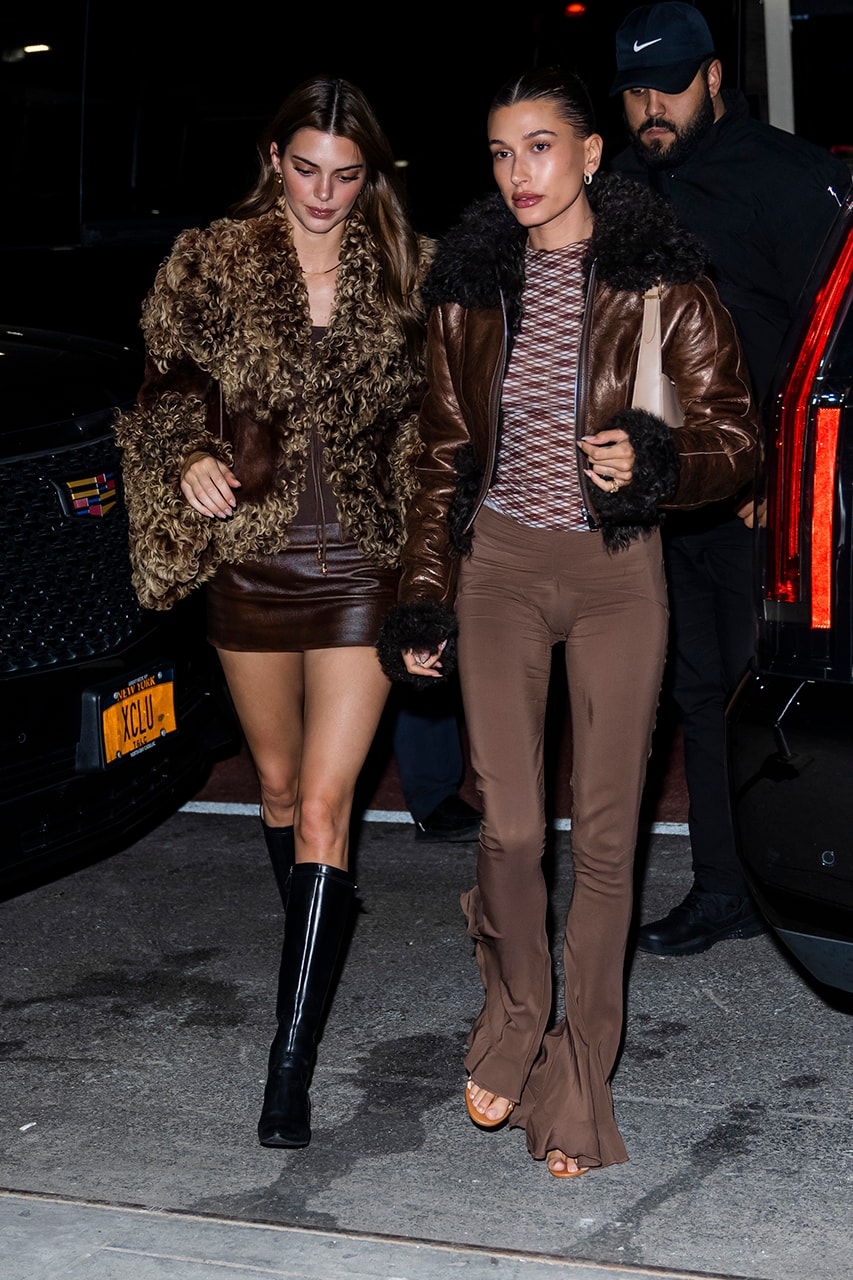 kendall jenner hailey bieber new york matching outfits brown trend derek blasberg