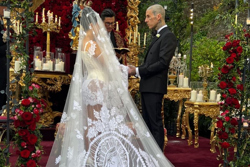 Kourtney Kardashian's Wedding Veil Pays Tribute to Travis Barker's Head Tattoo
