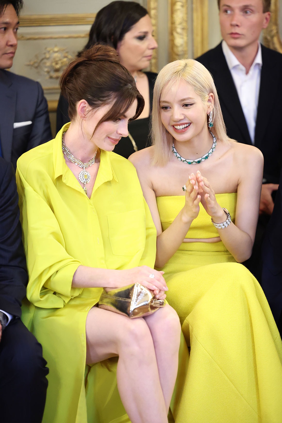 Anne Hathaway Lisa BLACKPINK BVLGARI Event Yellow Matching Outfits Images