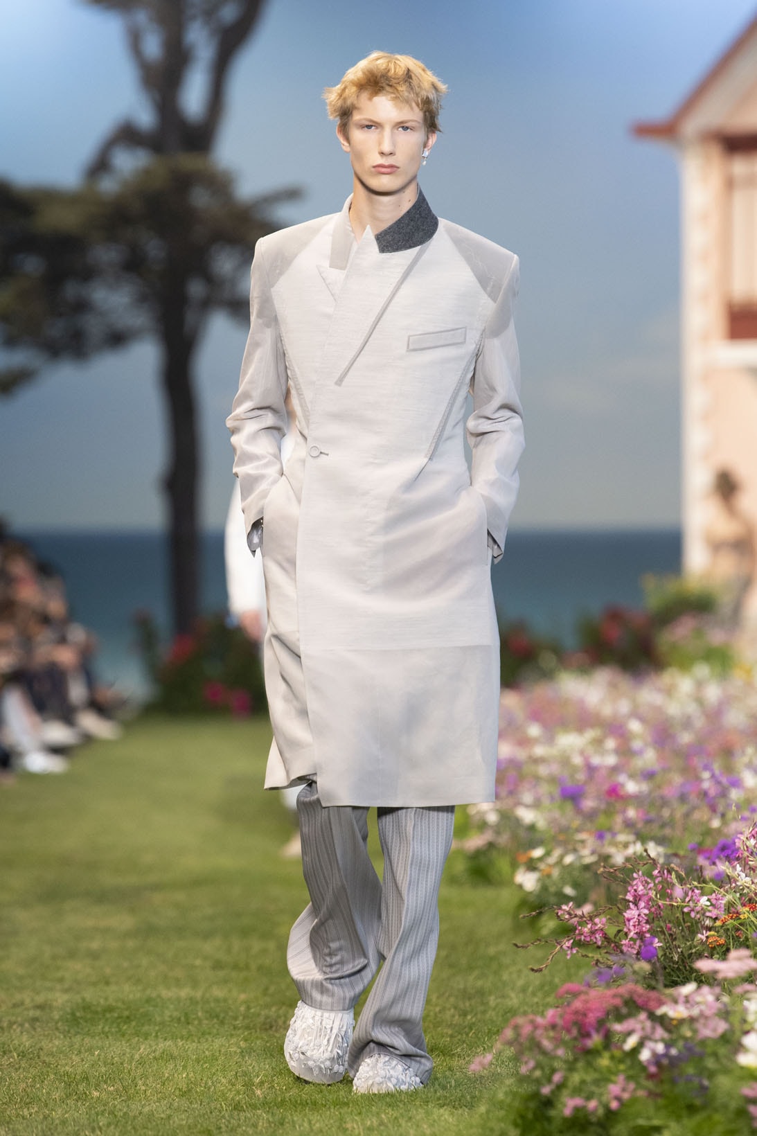 new DIOR MEN 2022 Kim Jones Couture grey embroidery logo white tshirt M