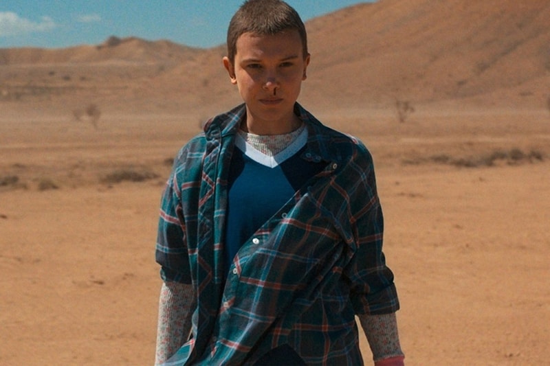 The blue-collared top worn by Eleven (Millie Bobby Brown) in the series Stranger  Things (Season 4 Episode 9)