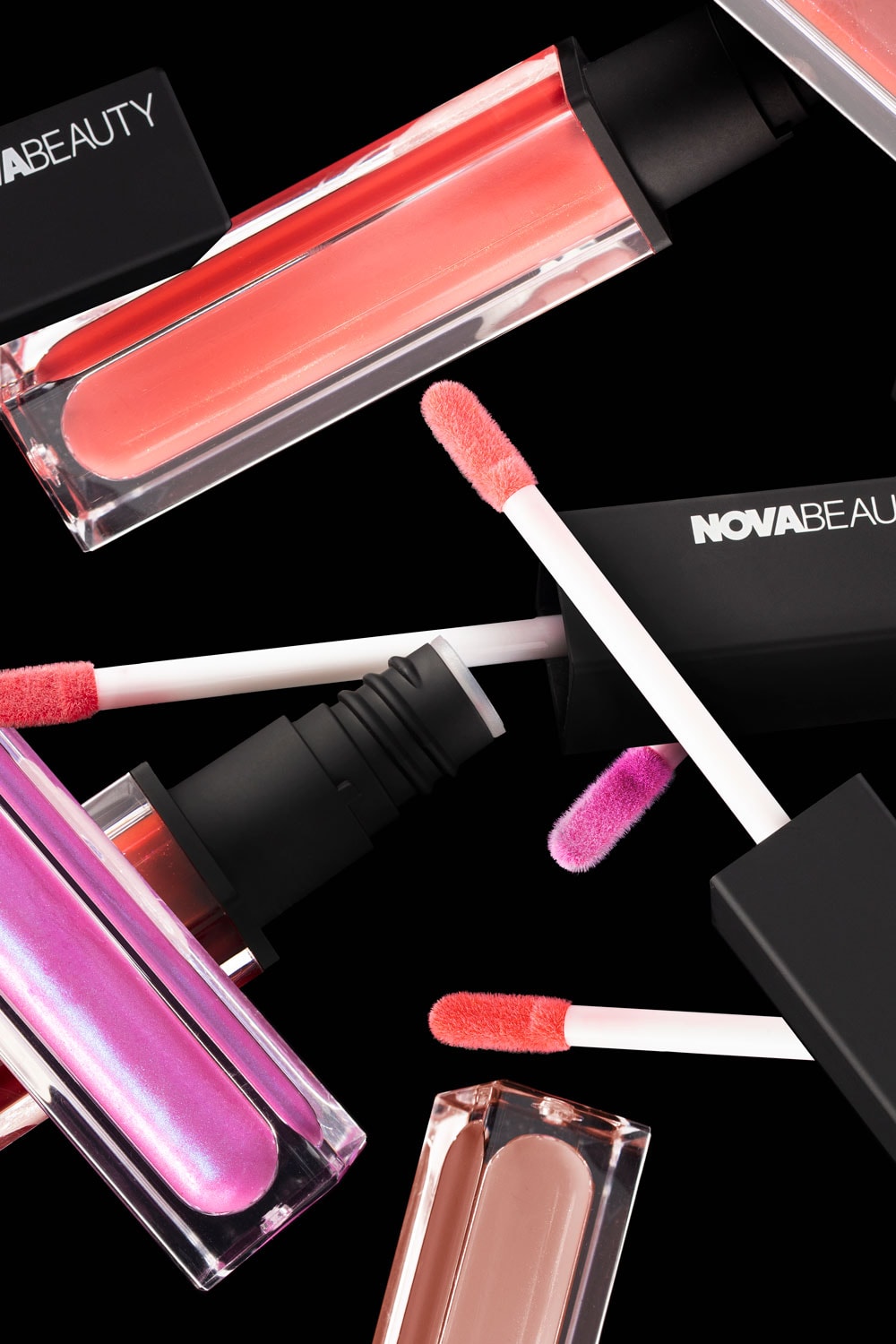 fashion nova novabeauty lip collection new release cosmetics three products the perfect pout lipstick 2-in-1 snatched lip liner moisturizing rich glow gloss nude shades