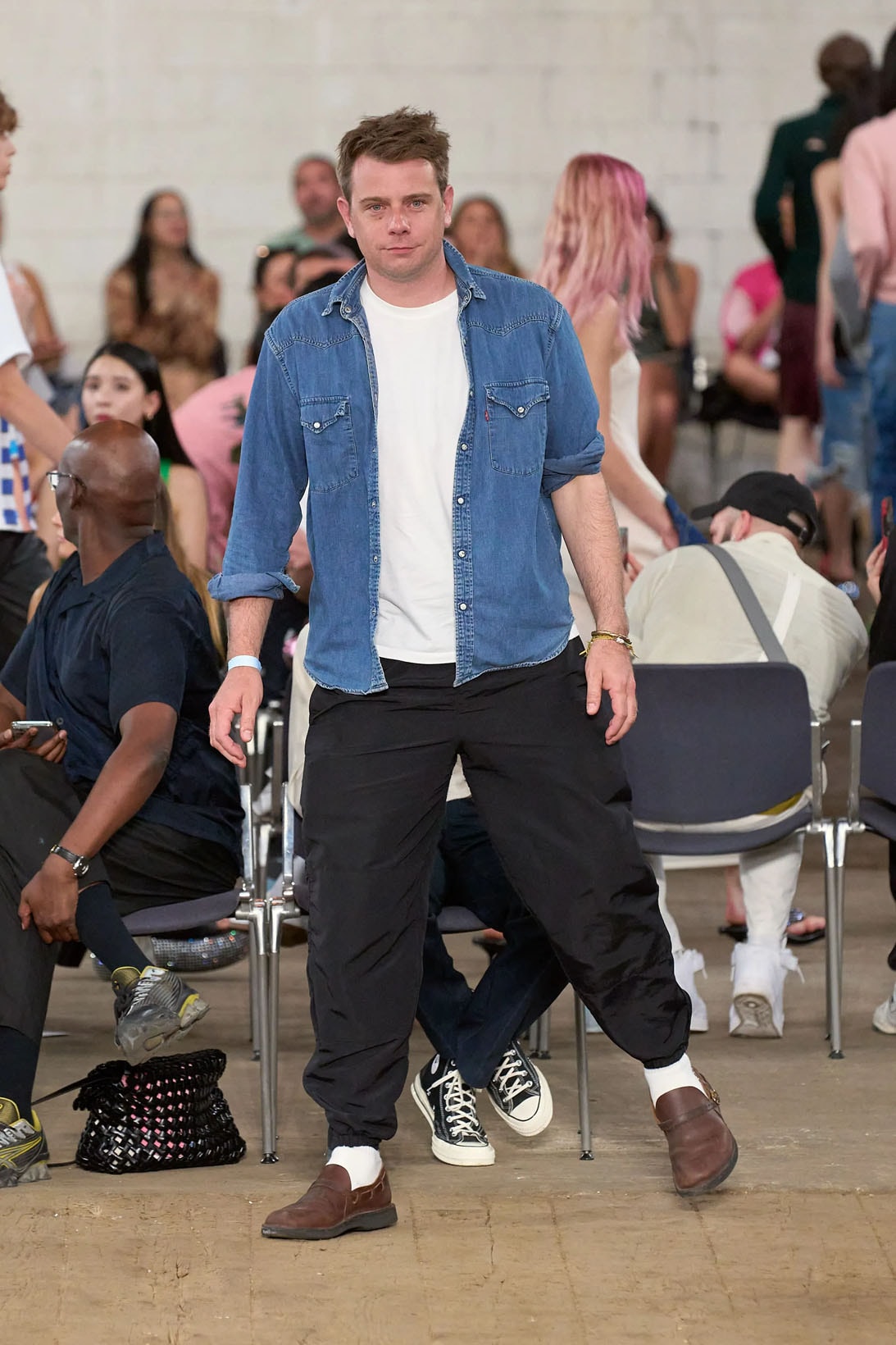Designer Jonathan Anderson on the runway during the J.W. Anderson