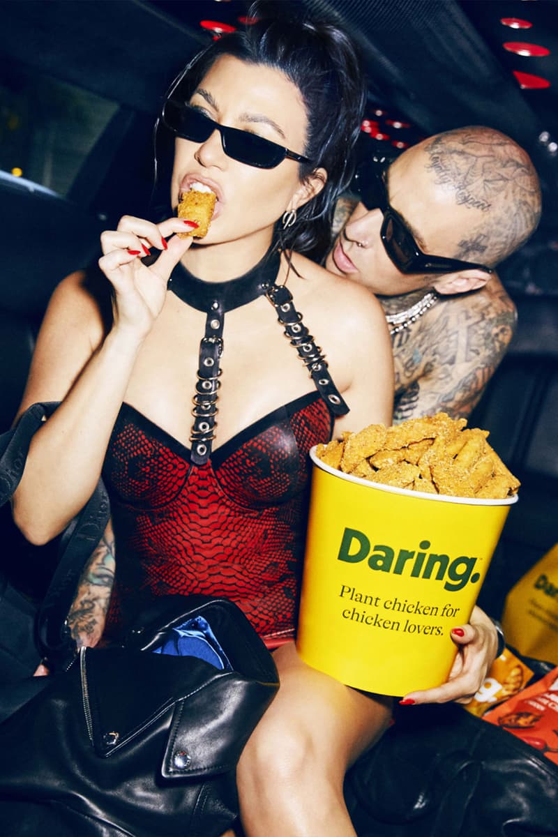 Kourtney Kardashian Travis Barker Daring Plant Chicken Campaign Ad Images Video