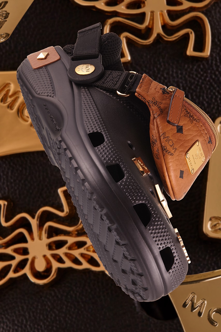 MCM Crocs Classic Clogs Belt Bag Yellow Black Brown Cognac Jibbitz Charms Shoes
