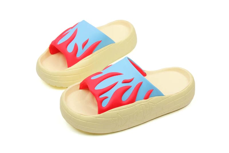 flame yeezy slides