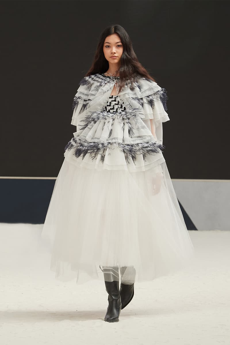 chanel fall/winter 2022 haute couture virginie viard pharrell williams runway dress tweed skirt suits hats