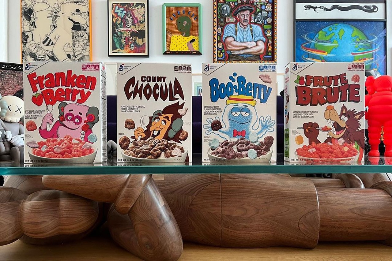 KAWS General Mills Cereal Box Collaboration Frankenberry Count Chocula Boo=Berry Frute Brute RElease