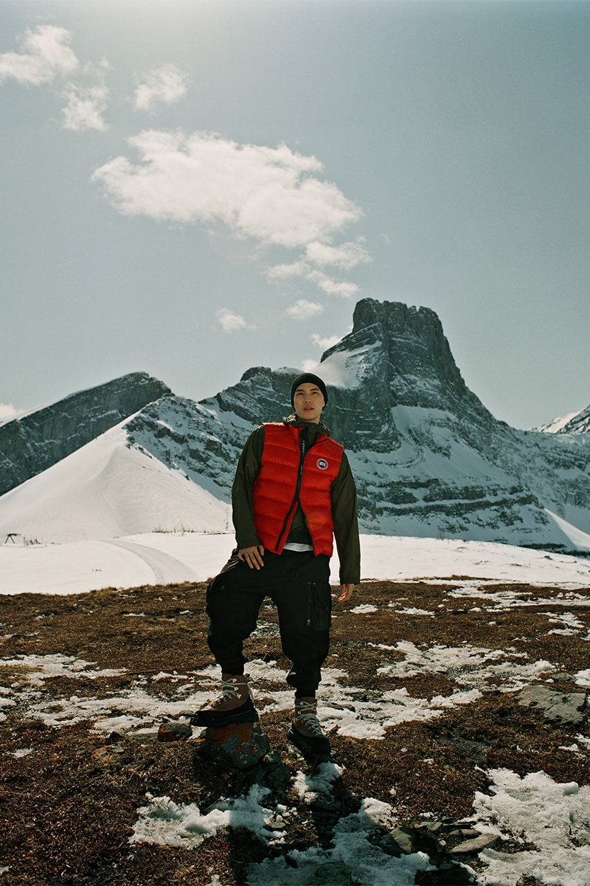 cole sprouse canada goose fall/winter 2022 campaign live in the open jackets outerwear hoodies crewnecks boots