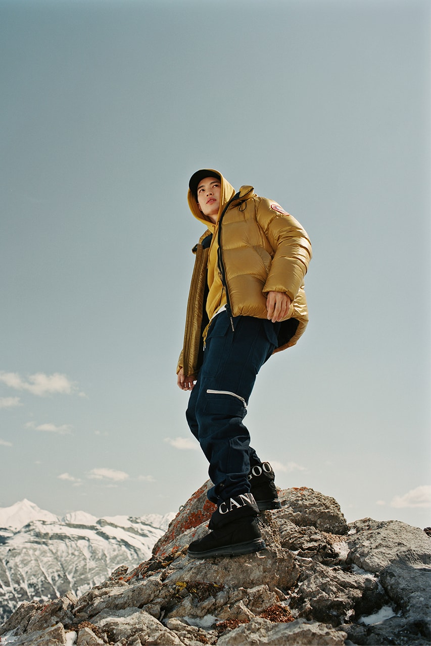 cole sprouse canada goose fall/winter 2022 campaign live in the open jackets outerwear hoodies crewnecks boots