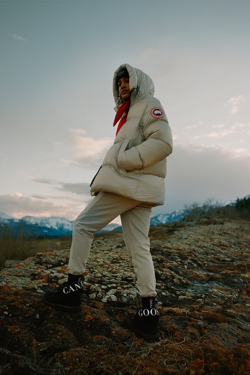 cole sprouse canada goose fall/winter 2022 campaign live in the open jackets outerwear hoodies crewnecks boots