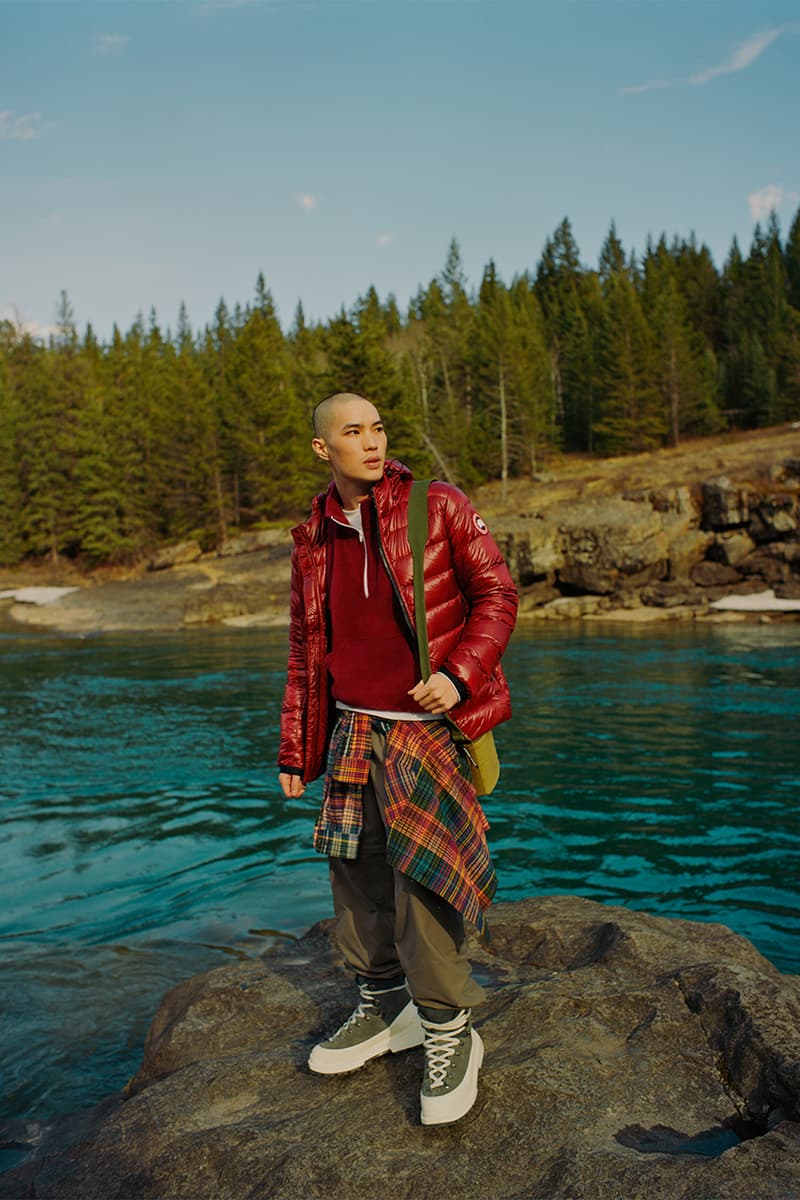 cole sprouse canada goose fall/winter 2022 campaign live in the open jackets outerwear hoodies crewnecks boots