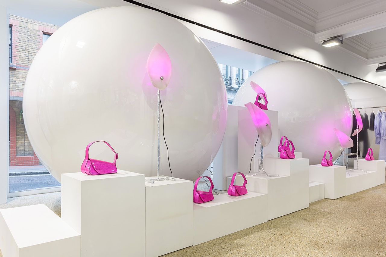 Kiko Kostadinov Trivia Bag dover street market london pink handbag installation