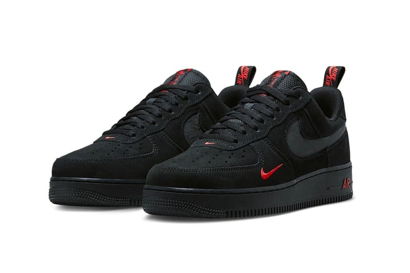 Nike Air Force 1 Low Black Suede Orange Halloween Sneakers Release Images 