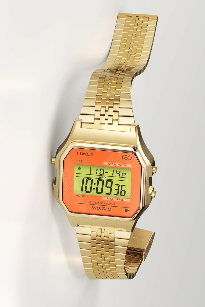 Timex Group T80 Watch Liquid Gold Neon Colorways Green Blue Pink