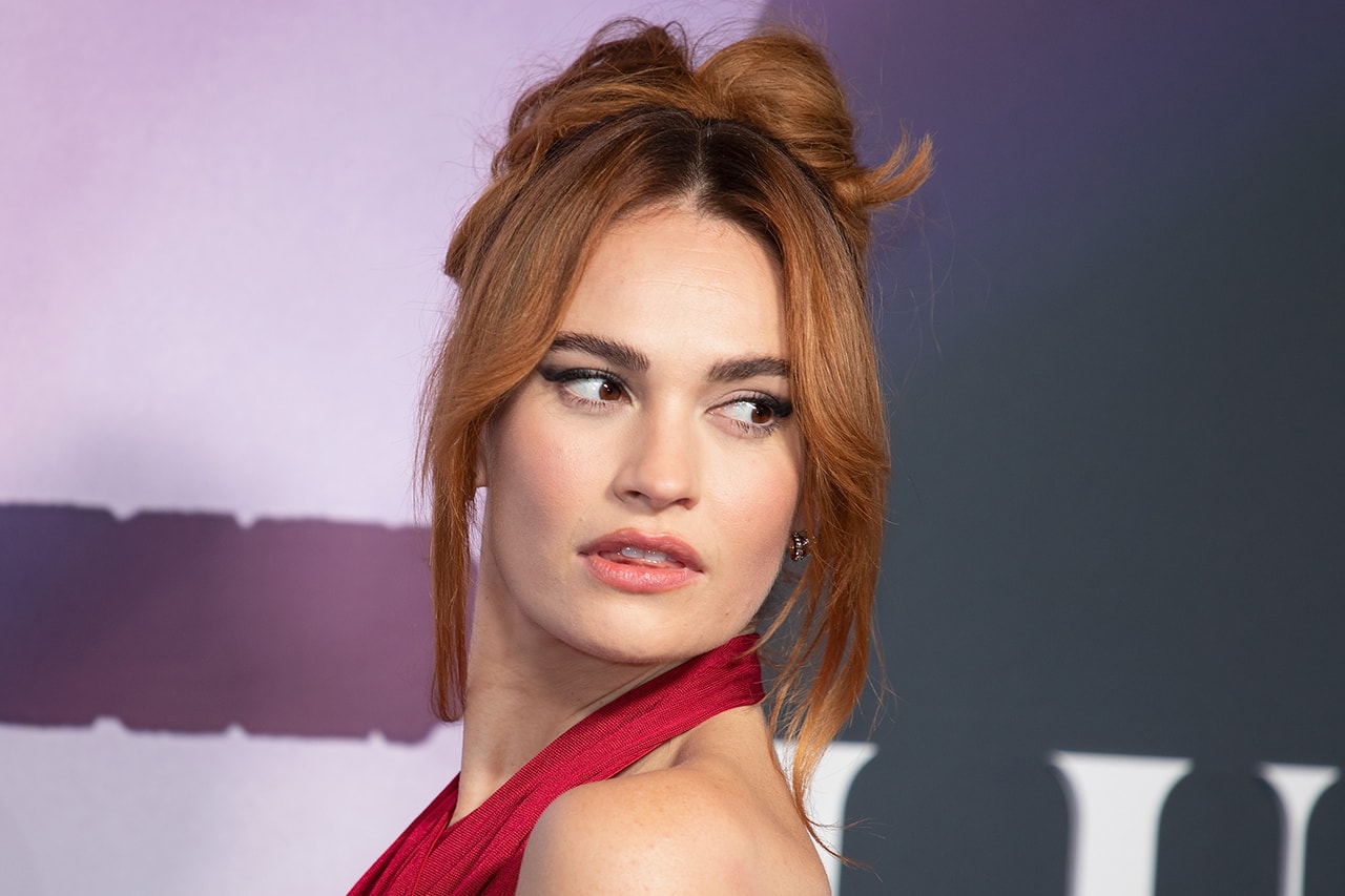 Lily James reddish brown fall hair color photos instagram