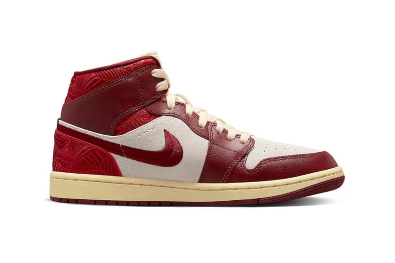 Air Jordan 1 Mid Womens Tiki Leaf University Red Team Red Muslin Sail DZ2820-601 Release Date