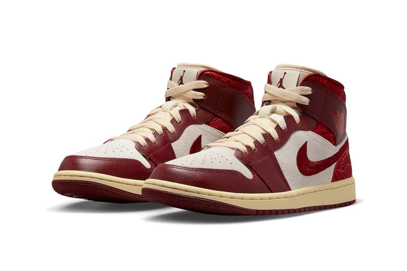 Air Jordan 1 Mid Womens Tiki Leaf University Red Team Red Muslin Sail DZ2820-601 Release Date