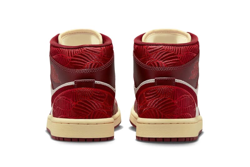 Air Jordan 1 Mid Womens Tiki Leaf University Red Team Red Muslin Sail DZ2820-601 Release Date