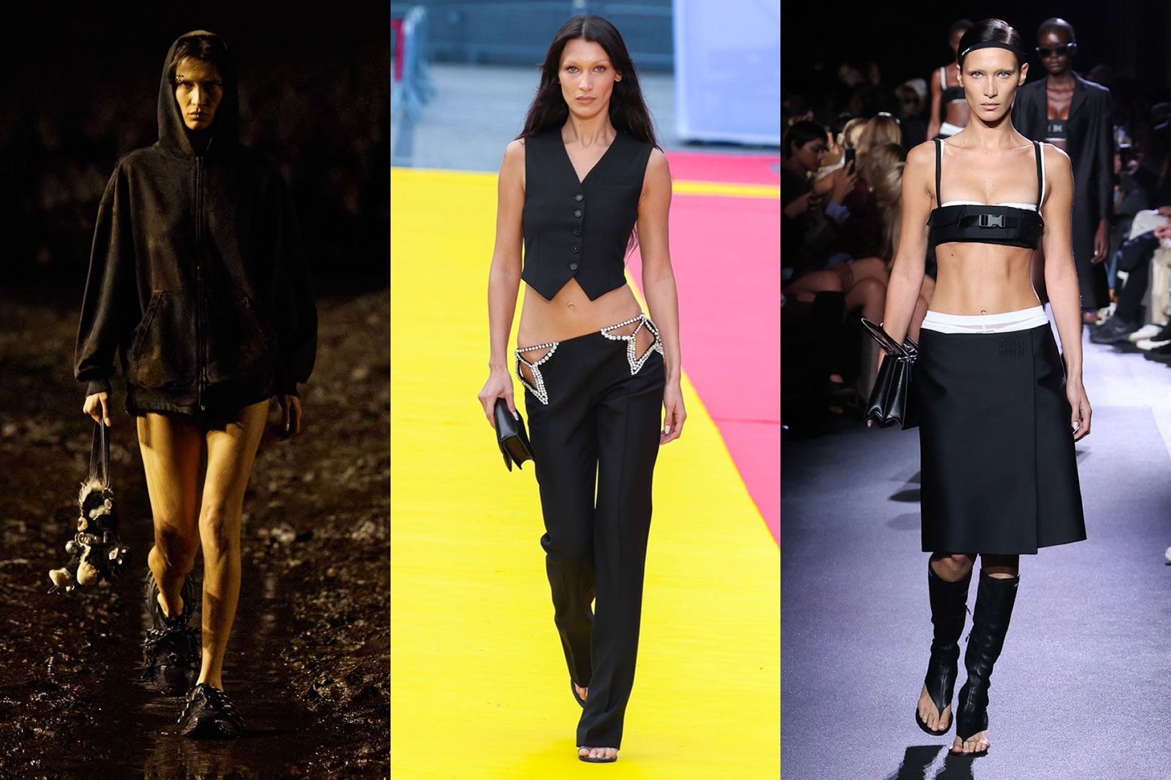 bella hadid paris fashion week runway shows model