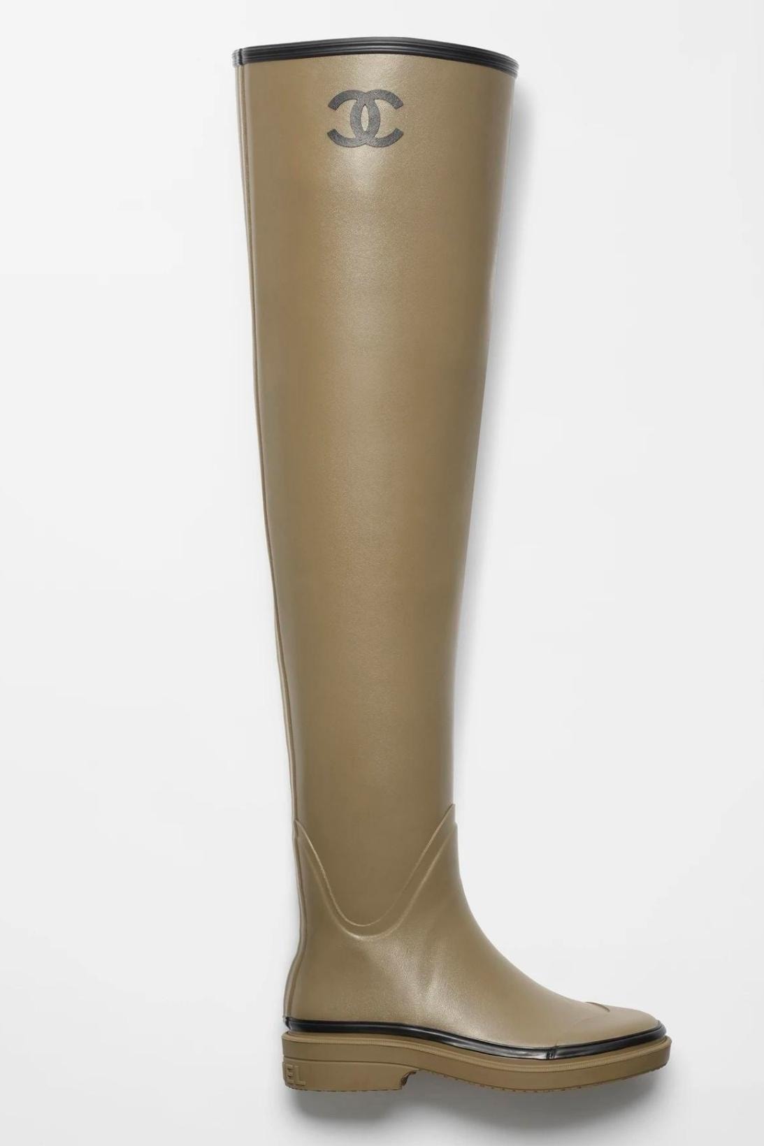 Chanel Thigh High Rain Boot Black White Dark Beige Release Date G39625 X56326 K5218