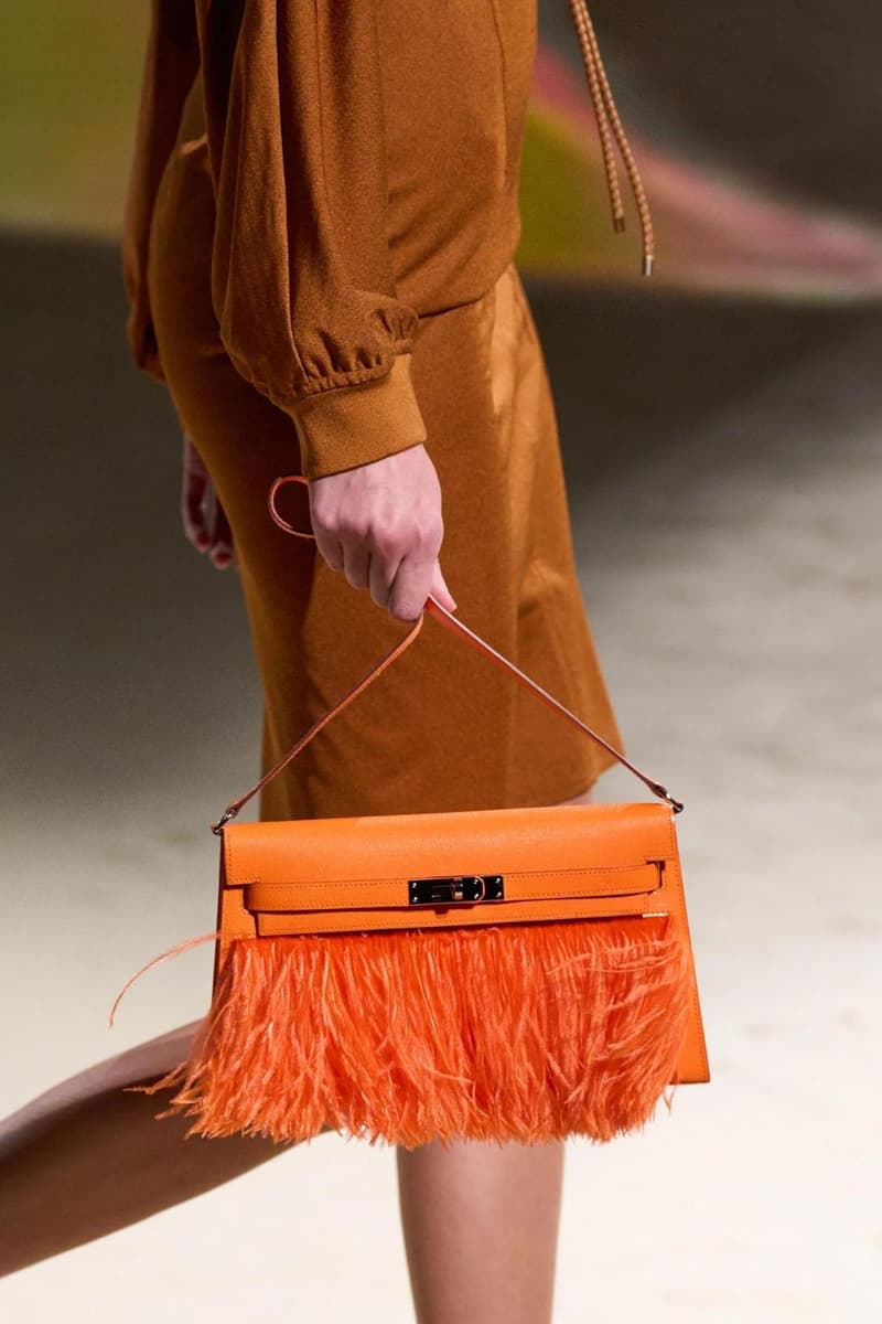 Hermes Paris Fashion Week Spring Summer 2023 Handbag Kelly Ostrich Feather