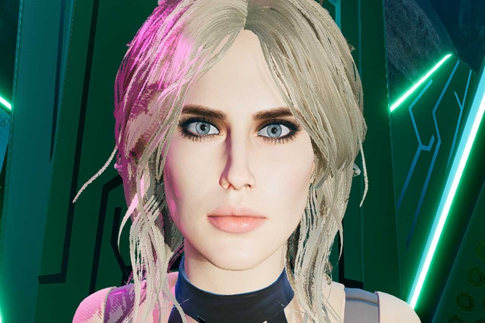 Cyberpunk woman portrait with VR headset in high quality, avatar