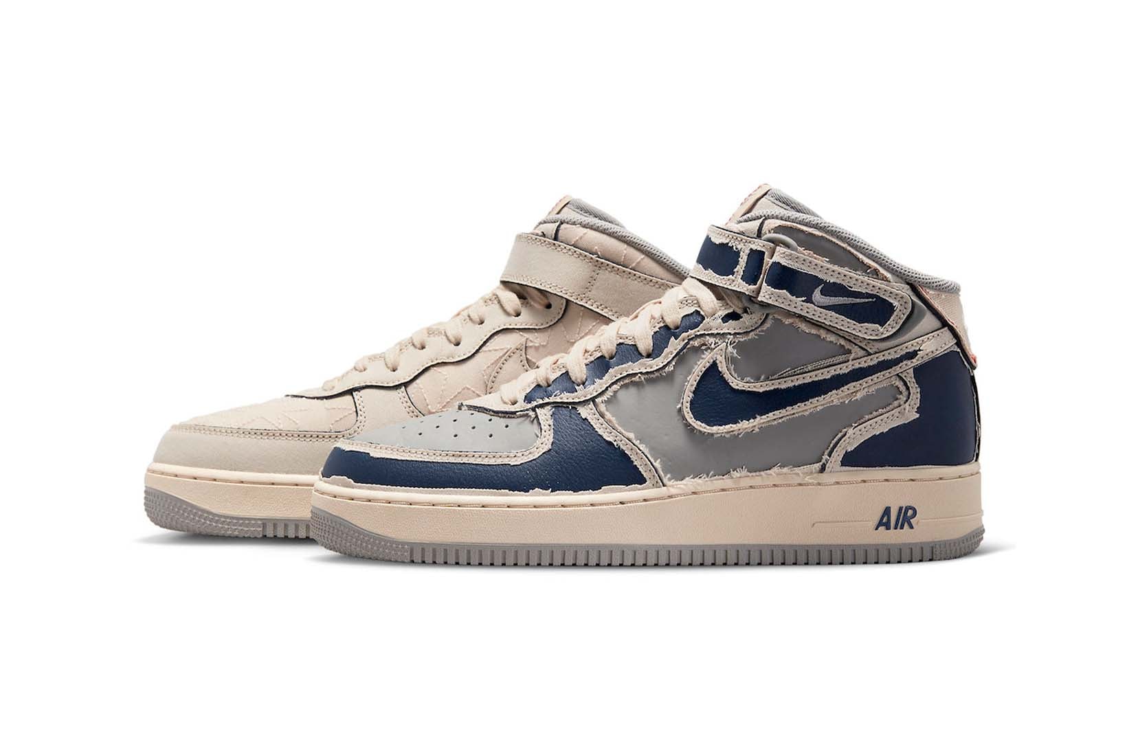 Nike Air Force 1 Mid Pearl White Tear Away Tan Blue Gray Release Date DZ5367-219