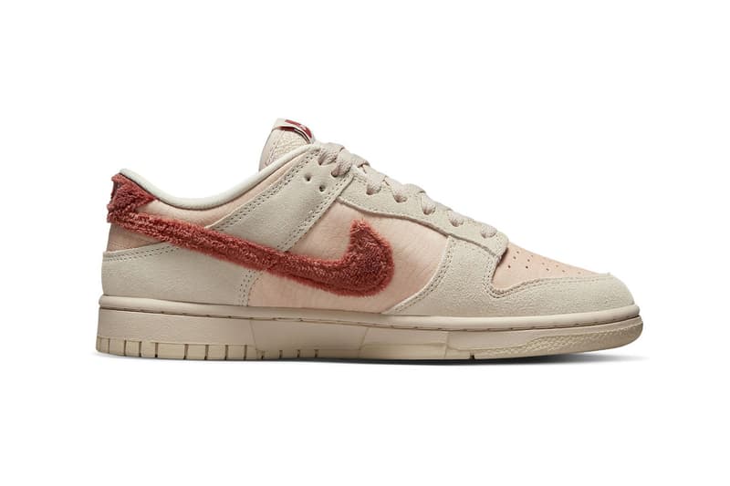 Nike Dunk Low Terry Swoosh Shimmer Mars Stone Sanddrift Womens Sneaker Images Release