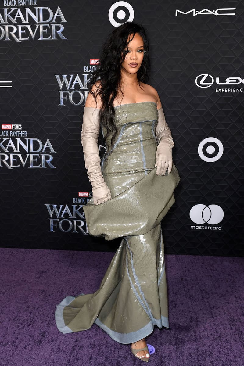 Rihanna, ASAP Rocky 'Black Panther' Wakanda Forever Premiere Red Carpet Outfit Images