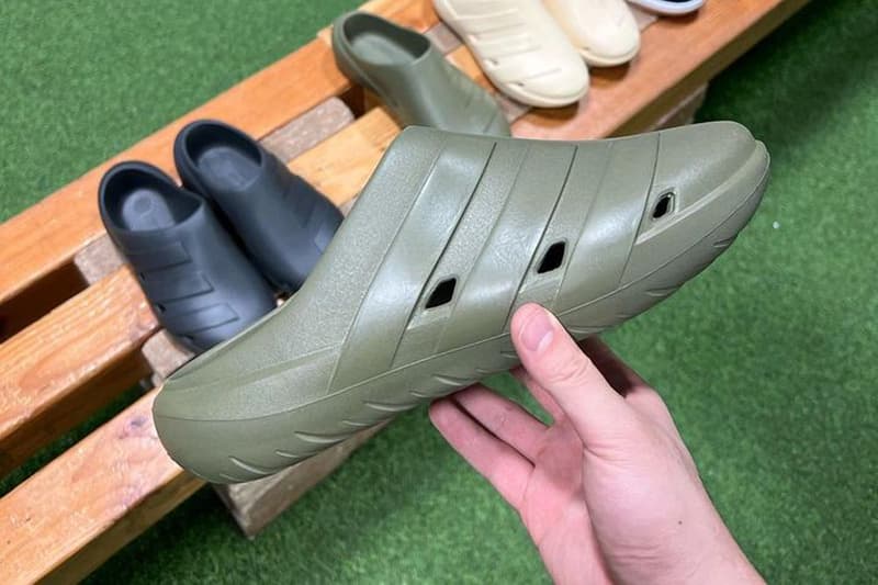 adidas Clog Shoe Off-White Olive Black First Look