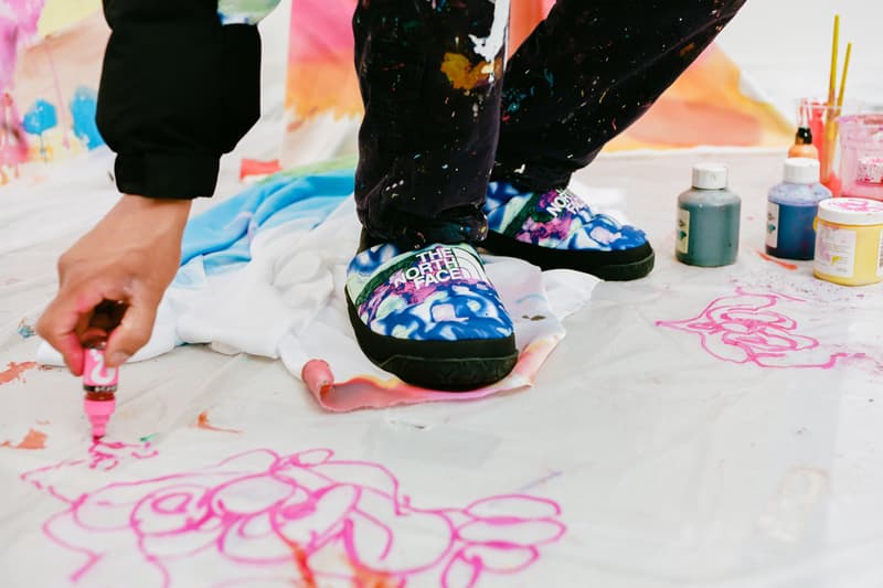alfie kungu the north face collaboration outerwear art paint design himalayan puffer mules jacket