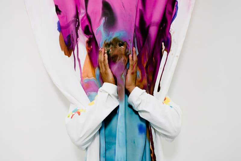 alfie kungu the north face collaboration outerwear art paint design himalayan puffer mules jacket