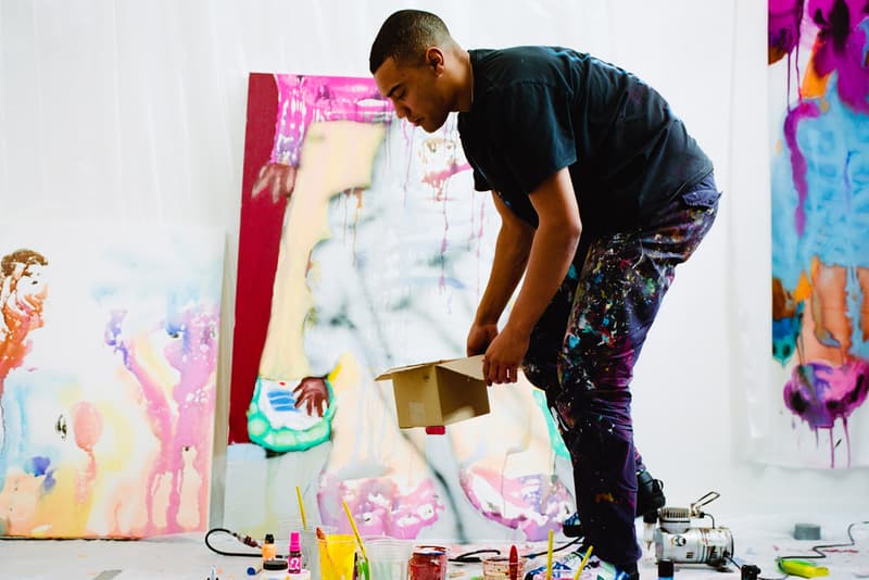 alfie kungu the north face collaboration outerwear art paint design himalayan puffer mules jacket