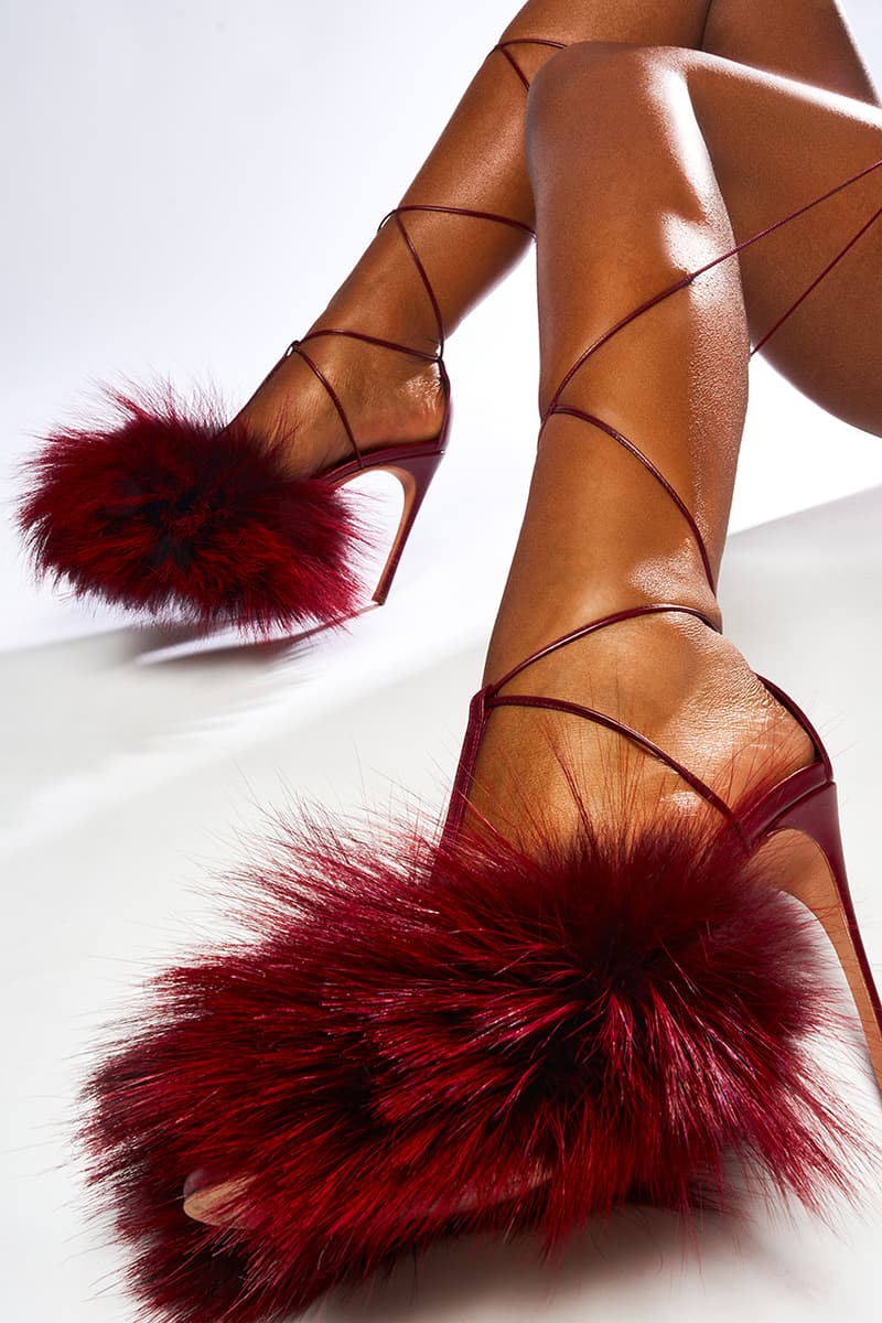 kendall miles holiday foxxy sandals fox fur black owned leather 