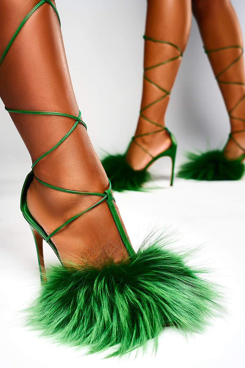 kendall miles holiday foxxy sandals fox fur black owned leather 