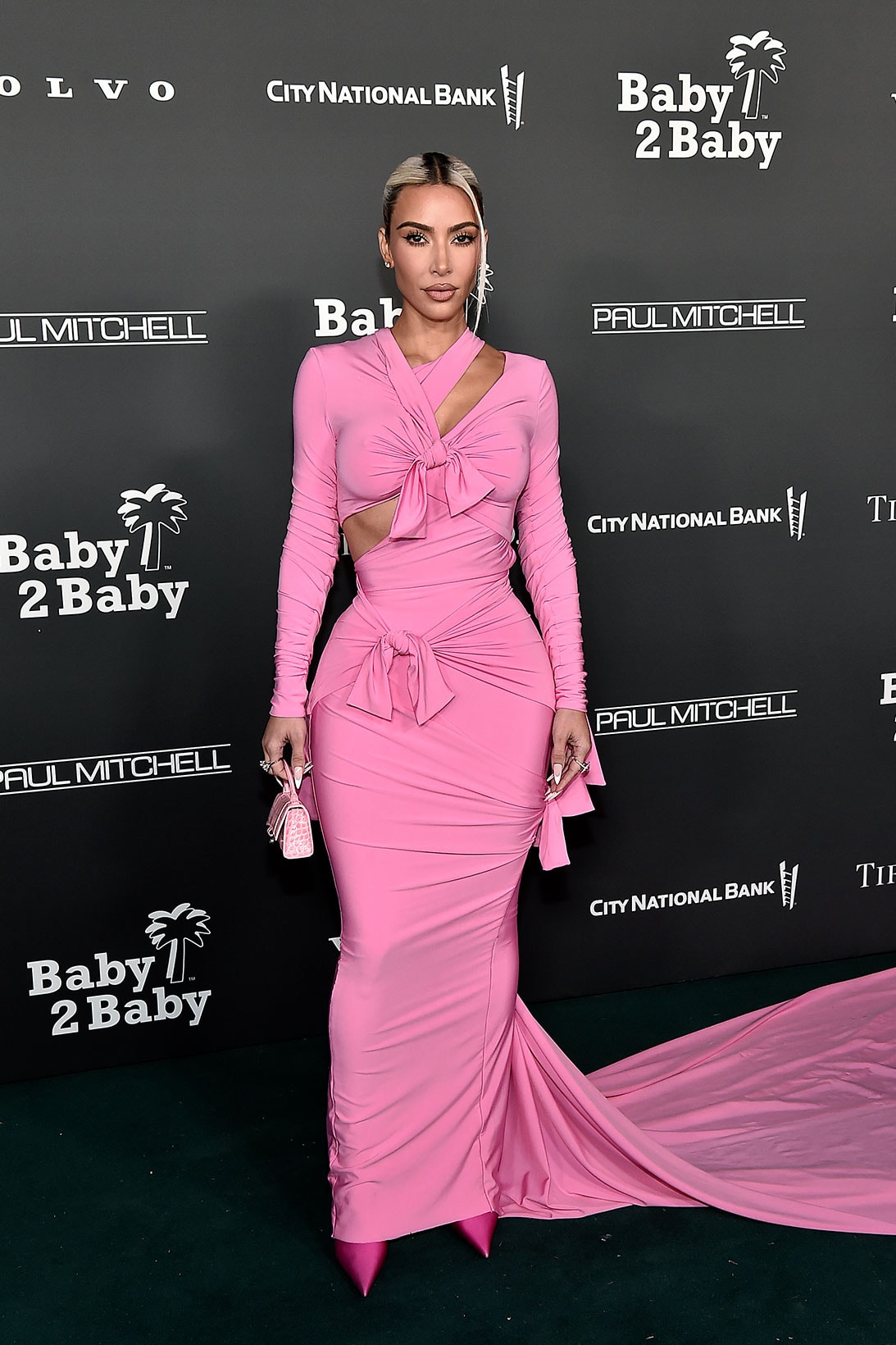 Kim Kardashian Balenciaga Pink Summer 2023 Dress Baby2Baby Gala Outfit Images